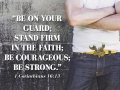 Be on your guard; stand firm in the faith